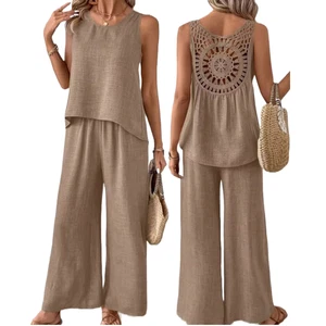 Solid Colour Sleeveless Hollow Back Suit -  Design for a Sleek, Modern Look - Bild 1 von 24