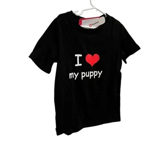 NWT kids PatPat Unisex Black T-Shirt M I Love My Puppy Dog Lovers Casual Tee  - Picture 1 of 4