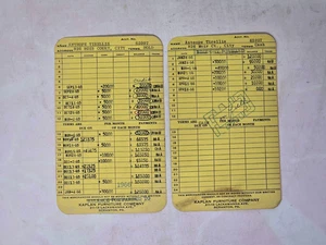 1965-1966 Kaplan Furniture Company Scranton PA Kundenkonto Karten - Bild 1 von 2