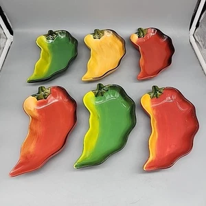 Ton Kunst La Mesa Salsa Dip Schalen Chilischote Jalapeno 6 Servierschalen 8,5" - Bild 1 von 4