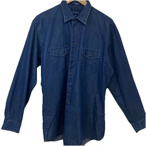 Paul Fredrick Denim  Shirt Men Large Trim Fit Blue 100%  Cotton Western Work - Picture 1 of 8
