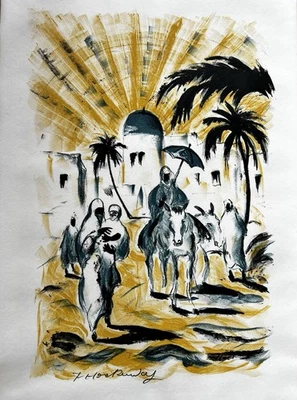 Franz Heckendorf  1888 Berlin - 1962: Aus dem Zyklus "Die Sonne" von 1919 "Oase" - Bild 1 von 4