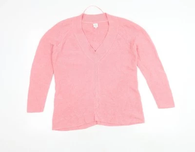 John Lewis Pink Cotton V-Neck Cardigan, Size 8, Women's - Image 1 of 4