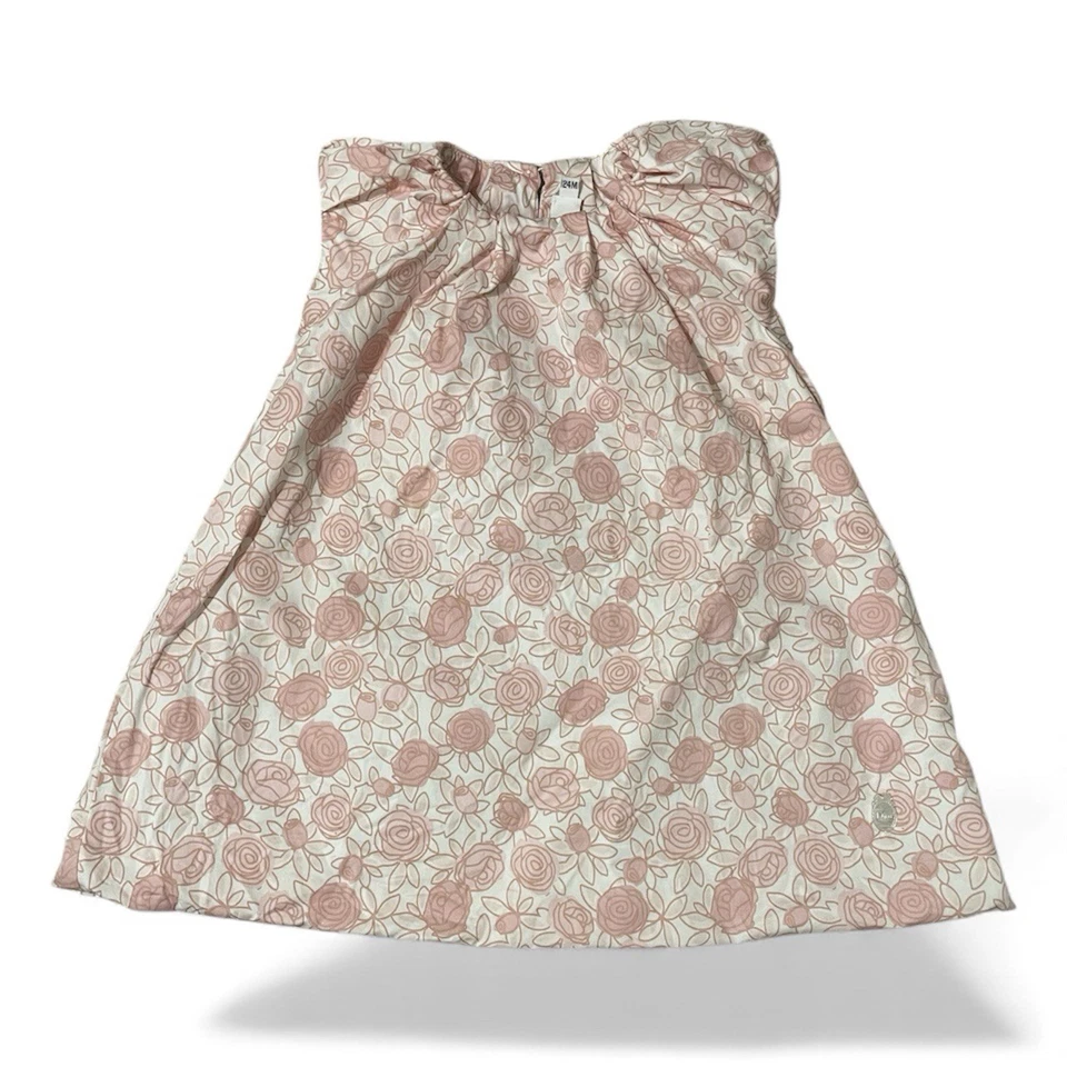 Vestido Baby Dior Talla 24M Rosa Blanco Floral Manga Corta Algodón Manga Corta Foto 1 de 4