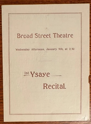 Eugene Ysaye concert program 1895 violinist, Theodora Pfafflin, Aime Lachaume - Image 1 of 3