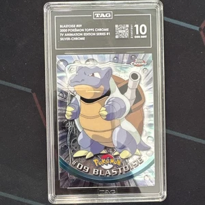 Blastoise (#09) - TAG 10 - HIGHEST SCORE- 2000 Topps Chrome T.V Edition Pokémon - Picture 1 of 3