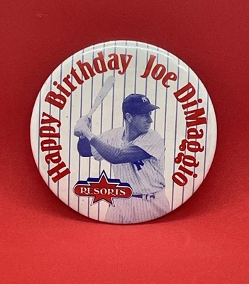Antiguo Joe DiMaggio Pin de Béisbol Trasero Feliz Cumpleaños 3" Botón Foto 1 de 2