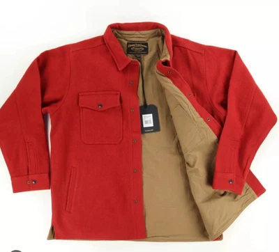 FILSON Mackinaw Wool Jac Shirt L Navy Red Oak Cruiser Jacket Lined - Image 1 of 4