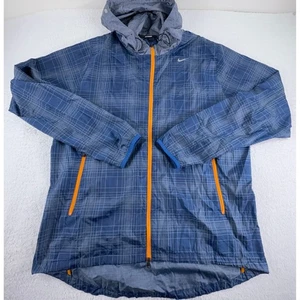 Chaqueta cortavientos a cuadros Nike Phenom Vapor para mujer L azul con capucha - Imagen 1 de 6