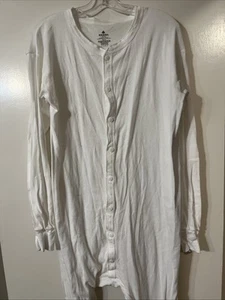 Traje de unión de algodón tejido acanalado clásico blanco INDERA - talla XLT - NUEVO NOS TALL - Imagen 1 de 9