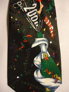 "Novedades Hallmark Corbata Negra Roja Verde Navidad Santa Claus Año Nuevo 2000 59" - Imagen 1 de 4