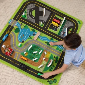 Melissa & Doug 50348 Create a Town Activity Rug Play Set with 25 Wooden Play - Picture 1 of 1