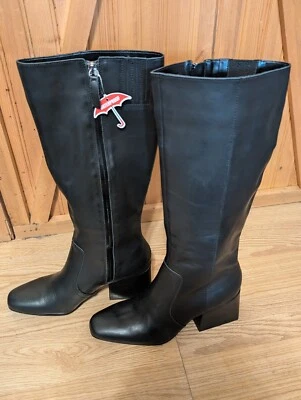 Blondo TESSA Black Leather Waterproof Zip Block Heel Knee High Boots Women’s 9B Foto 1 de 4