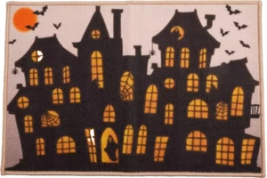 Printed Kitchen Rug (20"x30") HALLOWEEN, HAUNTED HOUSE & BATS, Spooktacular - Picture 1 of 17