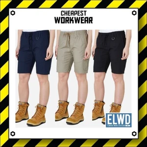 ELWD Elwood Workwear WOMENS ELASTIC WAIST WORK SHORTS Navy Khaki Black Maternity - Picture 1 of 20
