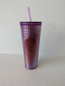Starbucks 2021 Sommer lila und rot Gitter Kaleidoskop 24 Unzen Venti Becher - Bild 1 von 5