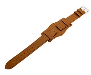 Montre Bracelet Hommes Bord Avec Fond 18mm 20mm 22mm24mm Marron Clair - Picture 1 of 8