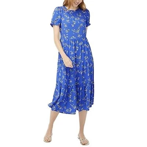 J. Vestido midi floral en capas manga abullonada Crew AR984 talla S nuevo con etiquetas modesto cottagecore - Imagen 1 de 8
