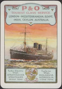 Playing Cards Single Card Old Vintage Wide * P&O * Shipping Line Advertising E - Picture 1 of 3