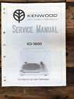 Kenwood KD-1600 Record Player / Turntable  Service Manual *Original*