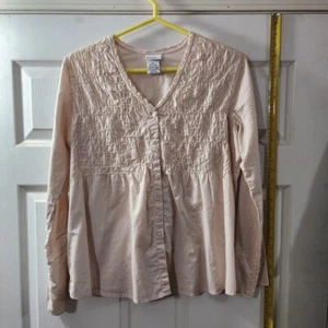 MAMA Maternity Longsleeve Blouse Cream 100% Cotton Size Medium - Picture 1 of 6