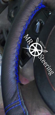 PARA FORD KA MK1 96-08 CUERO VERDADERO CUBIERTA VOLANTE AZUL REAL DOBLE PUNTADA Foto 1 de 4