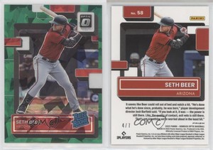 2022 Panini Donruss Optic Rated Green Cracked Ice Prizm /7 Seth Beer Rookie RC