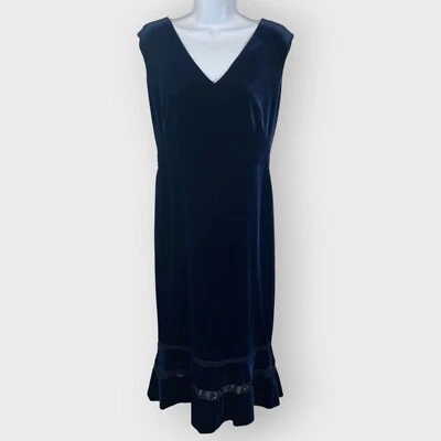 Nuevo con etiquetas | Vestido formal Ralph Lauren | 10 | Terciopelo azul | Forrado | Cóctel navideño Foto 1 de 4