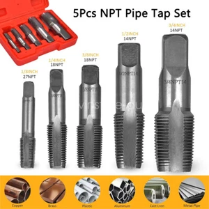 Traderight Pipe Thread Tap Set Taper NPT Screw 5PCS HSS 1/8" 1/4" 3/8" 1/2" 3/4" - Picture 1 of 20