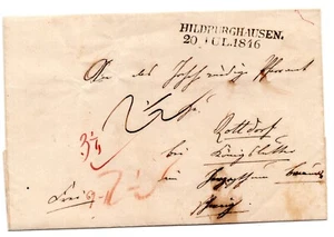 Sachsen, 1846 Stempelloser Brief, Hi;dburghausen nach Rottdorf, Feuser 1476-2 - Bild 1 von 1