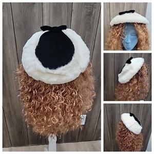 Vintage 40s 50s Black & Rabbit Fur Fascinator Hat Women’s Hat/Bonnet - Picture 1 of 9