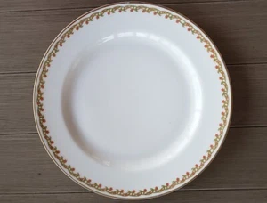Haviland Limoges Dinner Plate with Red Rose Floral Band Trim Border Greenery - Picture 1 of 3