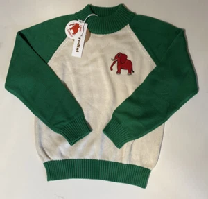 NWT MINI RODINI KID’S ELEPHANT KNITTED SWEATER GREEN 140/146 $115 - Picture 1 of 3