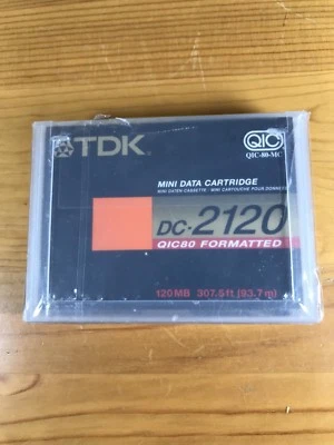 TDK Mini Data Cartridge DC-2120 New Sealed QIC80 Formatted 120MB 307.5' Cassette - Image 1 of 3