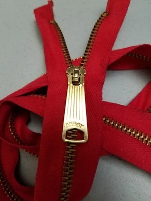 VTG.1960s/"ABBOT USA"LONG-TAB ZIPPER/SEPARATING#5Metal BRASS=22.75in/RED COTTON - Image 1 of 4