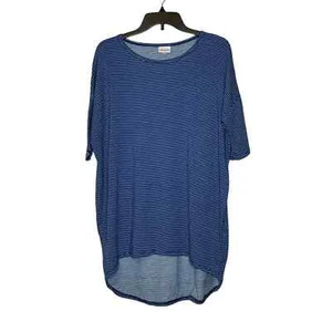 LuLaRoe Tunic Top Size XS Blue White Striped Womens Stretch Blend SS T-Shirt - Picture 1 of 9
