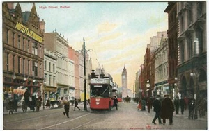 HIGH STREET, BELFAST - Co Antrim Tram Postcard - Picture 1 of 2