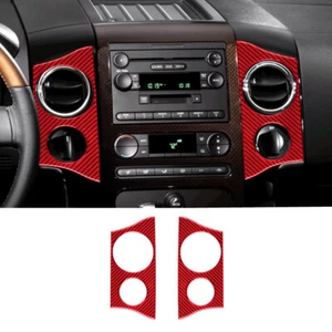 Red Carbon Fiber Center Air Vent Outlet Outer Frame Cover For Ford F150 2004-08 - Picture 1 of 13