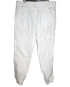 Jogger Cargo Pants Women's Size Large L Drawstring Cuff Elastic Waist White NEW - Picture 1 of 2