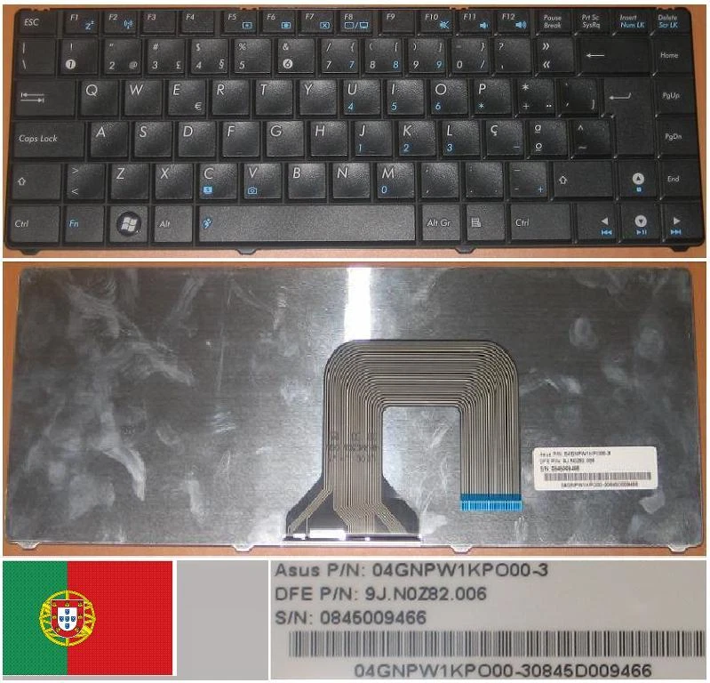 Keyboard qwerty Po Portuguese ASUS N20 9J.N0Z82.006 04GNPW1KPO00-3 Black - Image 1 of 1