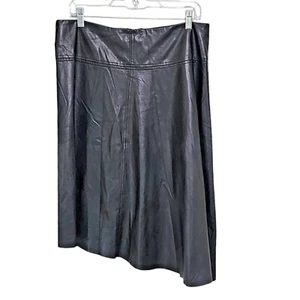Worthington midi skirt black vegan leather asymmetrical zip whimsigoth 12 - Picture 1 of 4