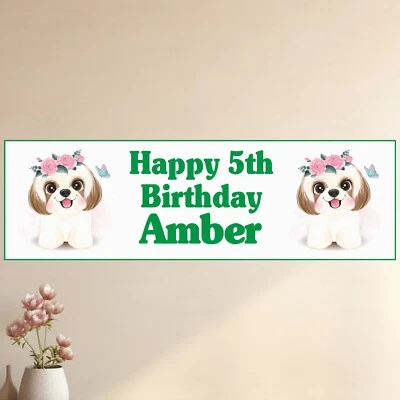 Banner de aniversário personalizado para cachorro decoração de festa 900x300mm (pacote com 2) - Imagem 1 de 4