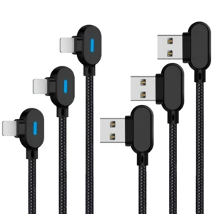 1/3Pack 90 Degree Right Angle Fast Charger Cable For iPhone 14 13 12 11 XR 8 7 6 - Picture 1 of 13