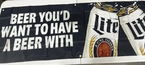 MILLER LITE Beer Flag It'S Miller Time 2X6ft Banner Man Cave - Picture 1 of 5