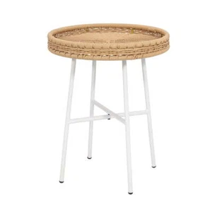 Indoor Outdoor Side Table, Wicker Small Round Metal Side Table - Picture 1 of 2