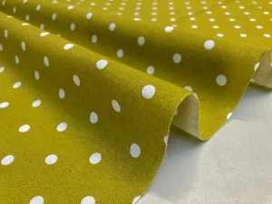 MUSTARD Polka Dot Fabric Spots Dots PolyCotton Material Chic Textile 55'' Wide - Picture 1 of 3