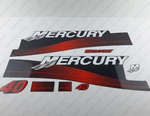 Mercury 40 hp Two Stroke outboard engine decals sticker set reproduction 40HP - Picture 1 of 7