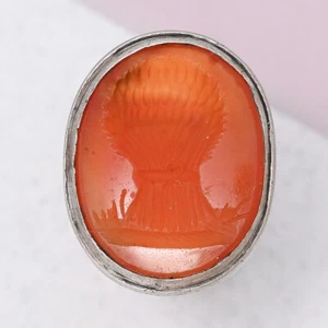Antique Victorian Intaglio WHEAT Carnelian Sterling Silver Seal Charm Pendant - Picture 1 of 7