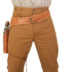 Western Gun Holster Belt Genuine Leather Revolver Pistol .22 .35/357 .44/45 Cal - Picture 1 of 5