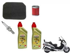 KIT/TAGLIANDO SUZUKI BURGMAN 400 1998 2006 OLIO CASTROL FILTRI OLIO ARIA CANDELA - Foto 1 di 7
